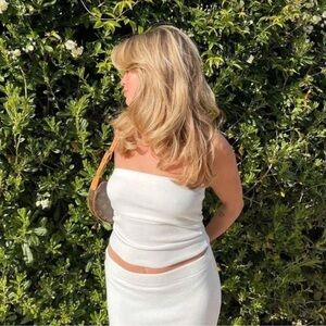 Djerf Avenue Tube Top Terry Sugar Ivory White NEW